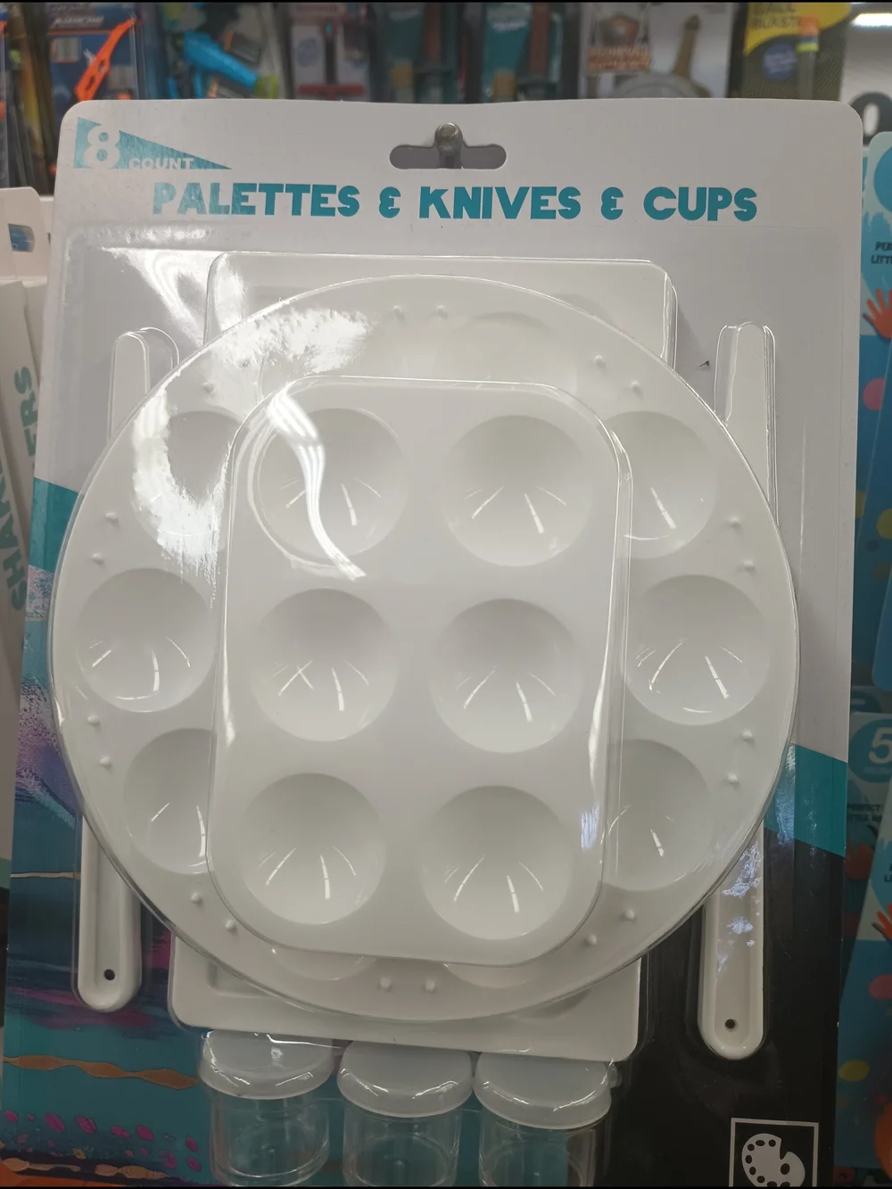 White Artist Paint Palettes Set - Multi-Purpose Mixing Trays and Cups